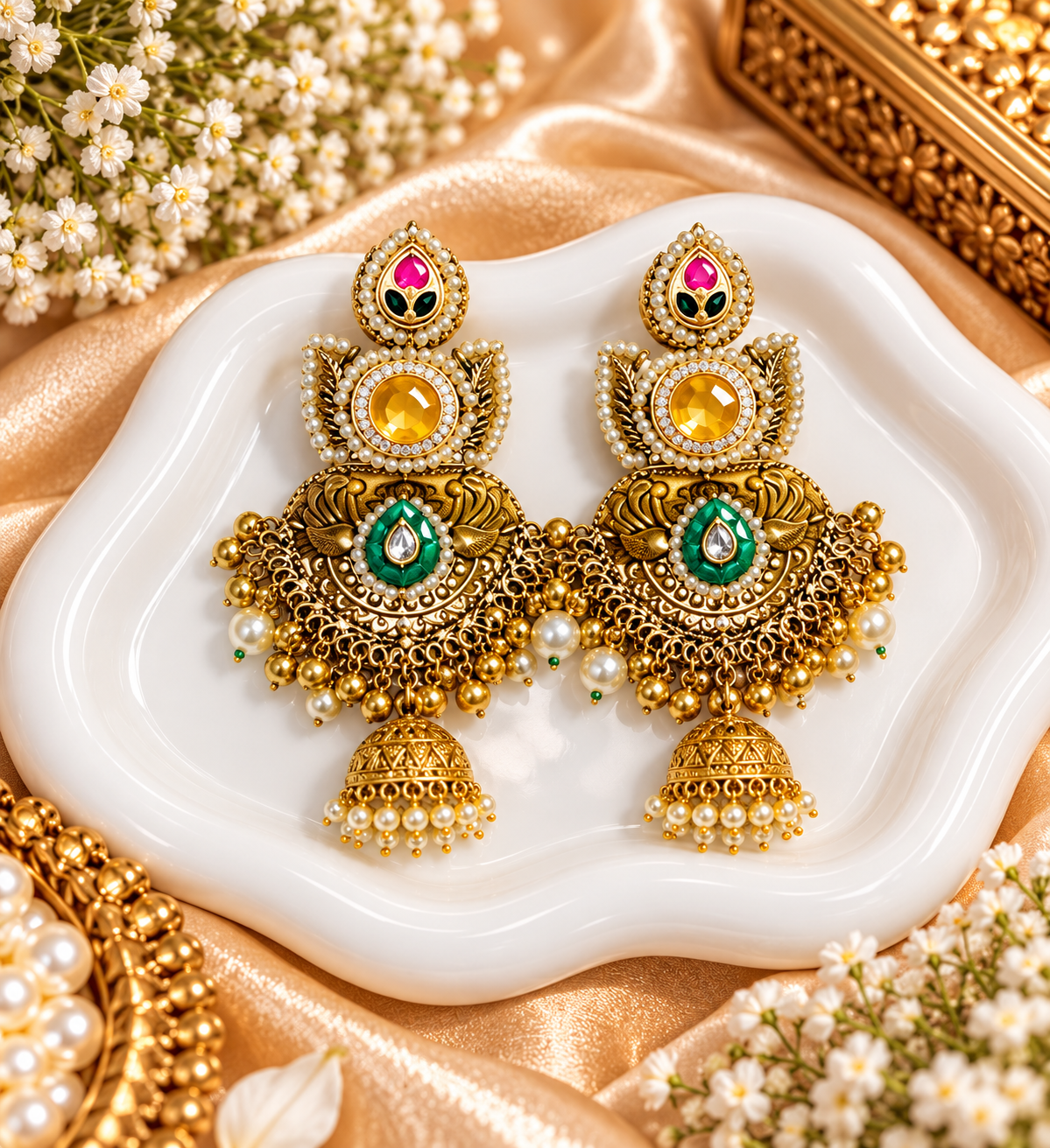 Antique kashmiri jhumka earrings
