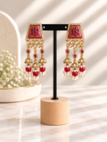 Ruby pink meenakari kundan earrings