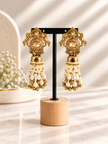 Royal gold pearl tassel jhumka earrings