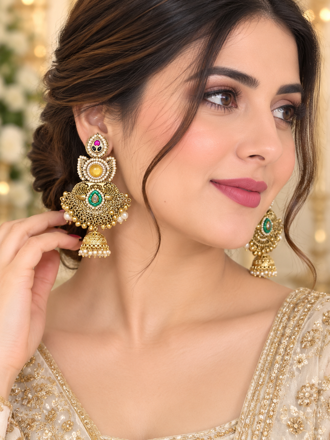 Antique kashmiri jhumka earrings