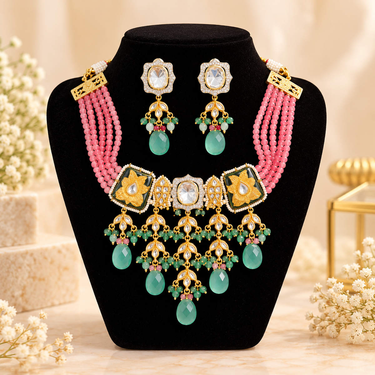 Premium meenakari work with moissonnaite