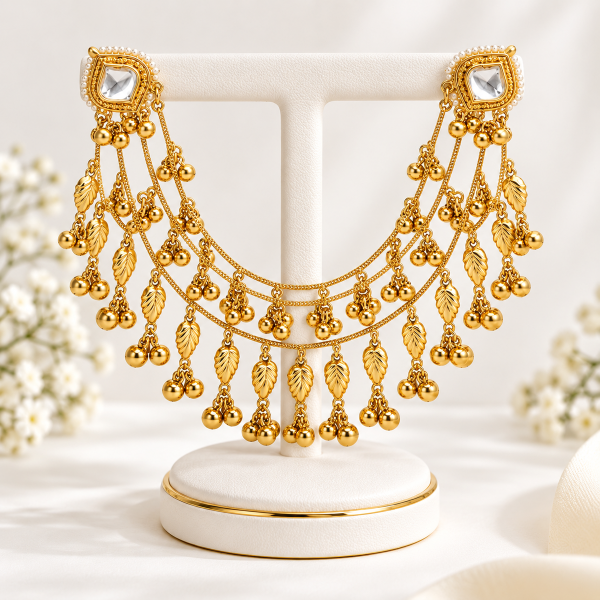 Kahmiri ghungroo chain earrings