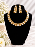Elegant double row white kundan necklace set