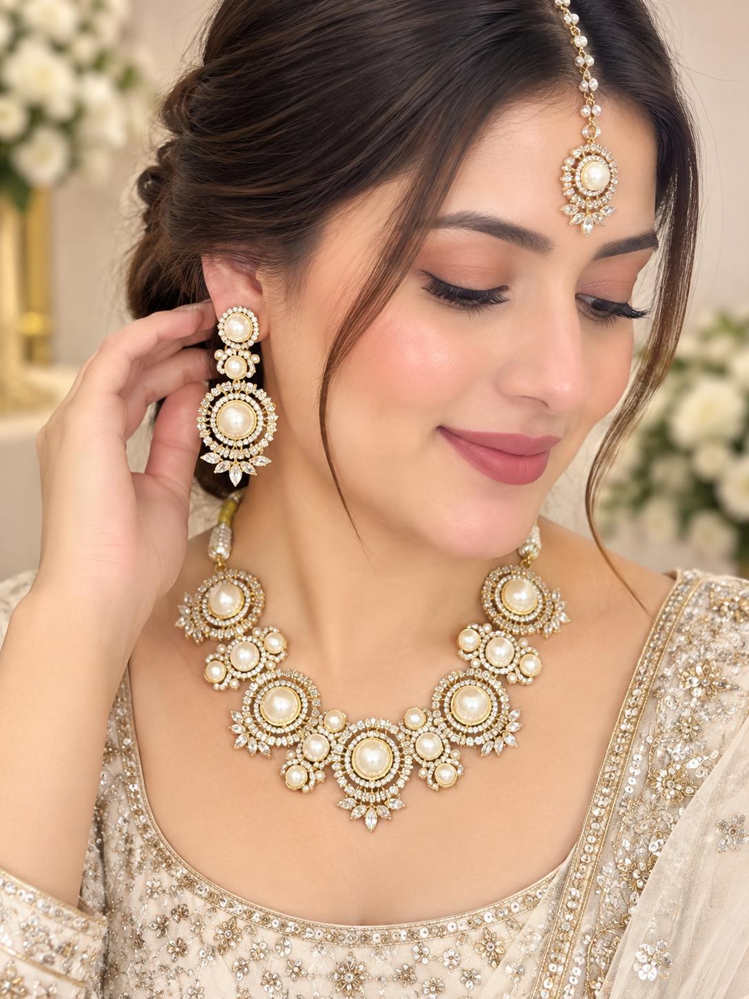 Pachi kundan necklace set