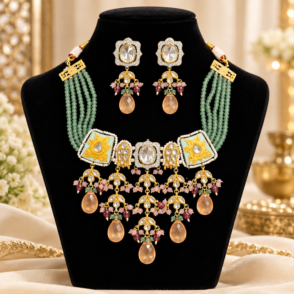 Premium meenakari work with moissonnaite