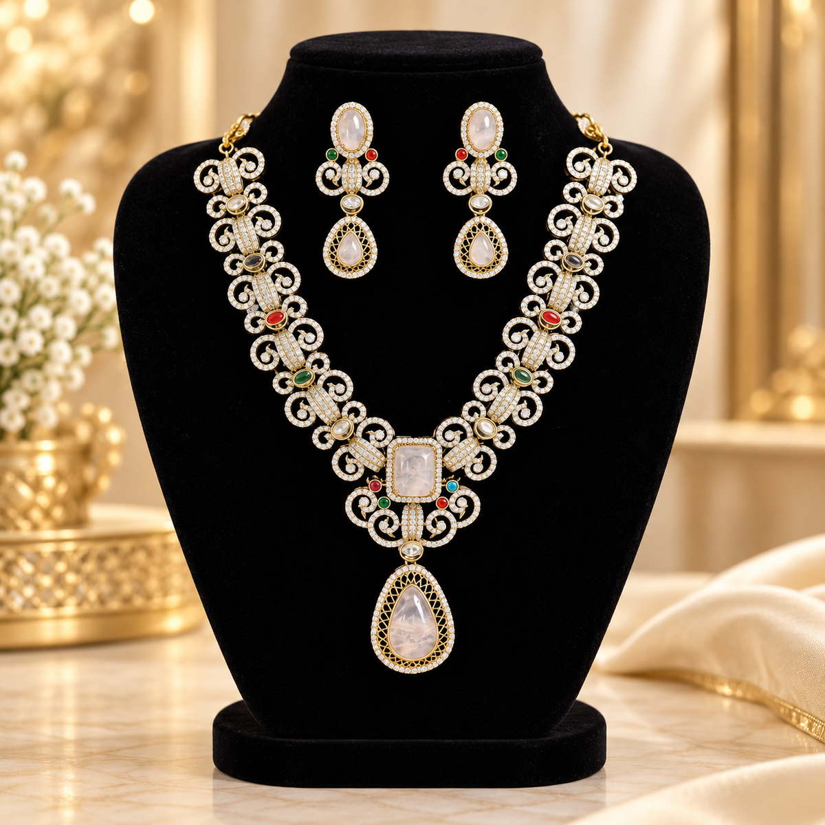 Royal victorian stone necklace set