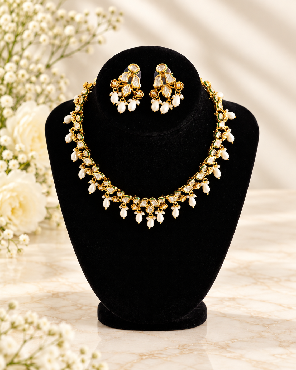 Pearl elegance kundan set