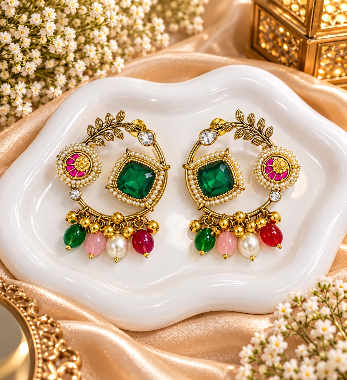 Multicolour kashmiri earrings