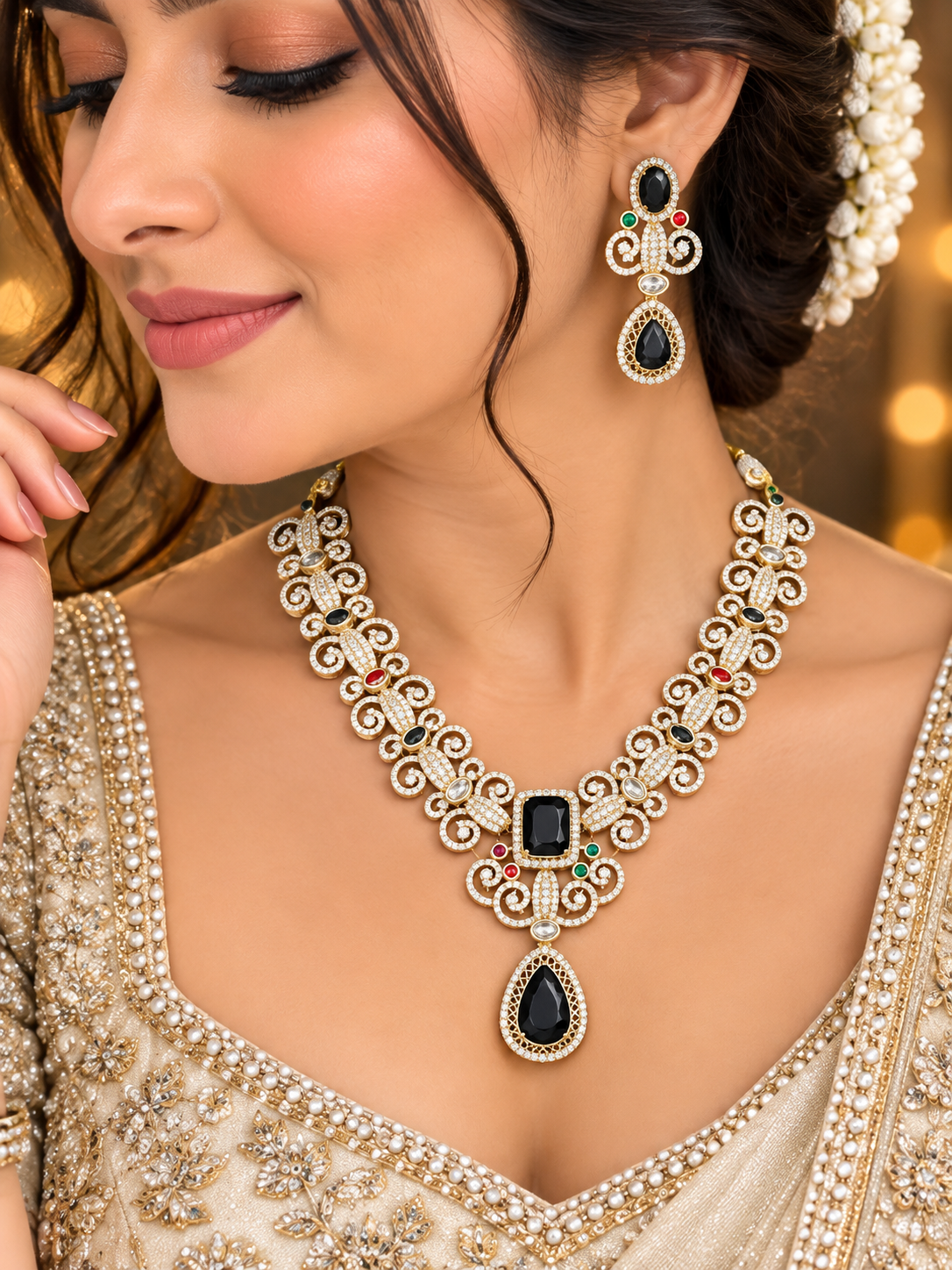 Royal victorian stone necklace set