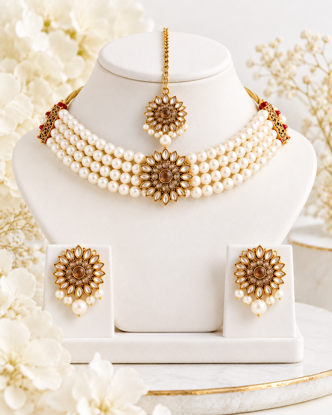 Pearl kundan chokar set