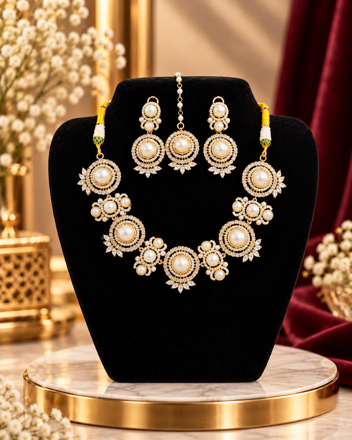 Pachi kundan necklace set