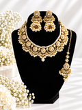 Kundan set- green & white pearl