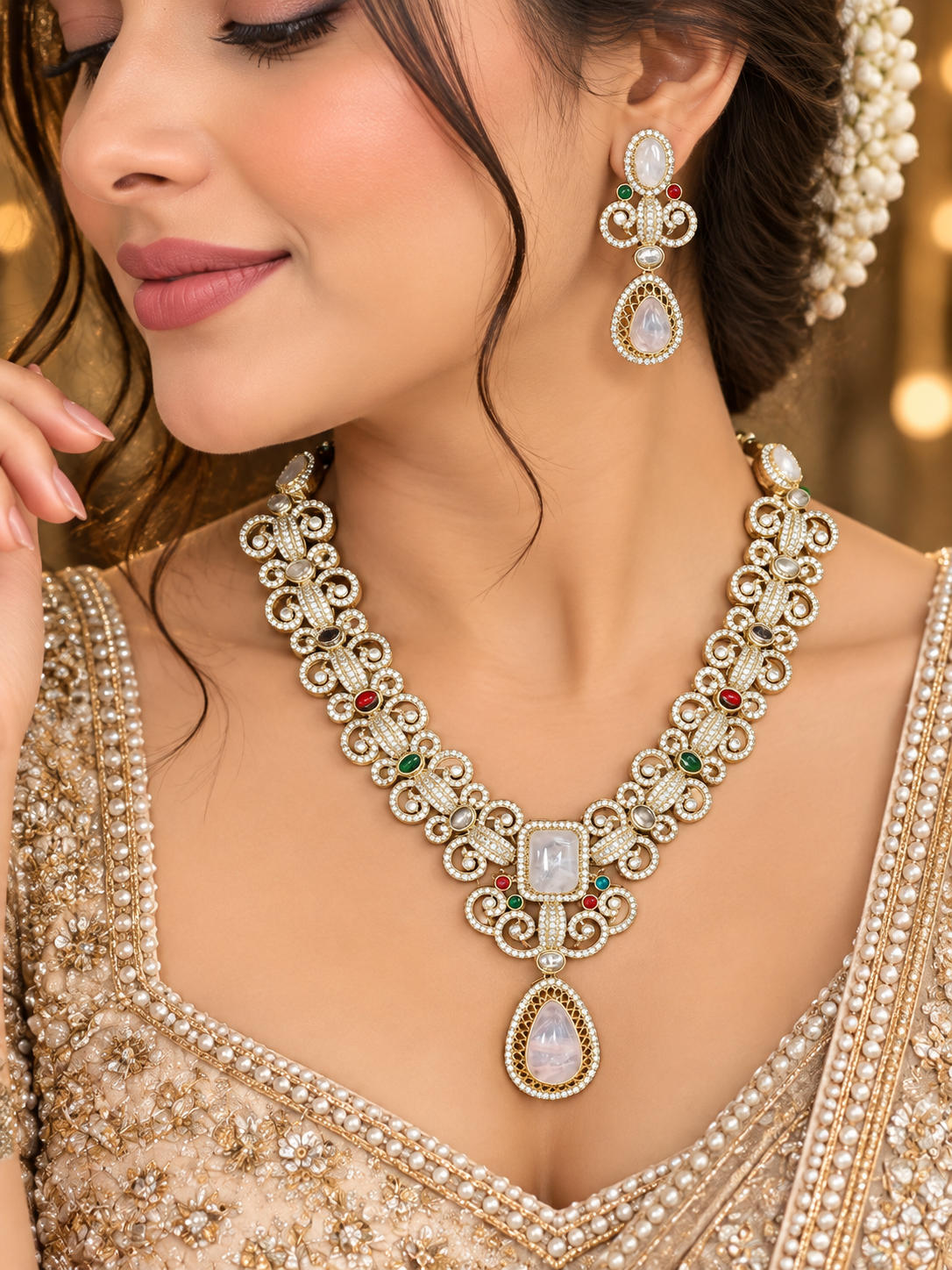 Royal victorian stone necklace set