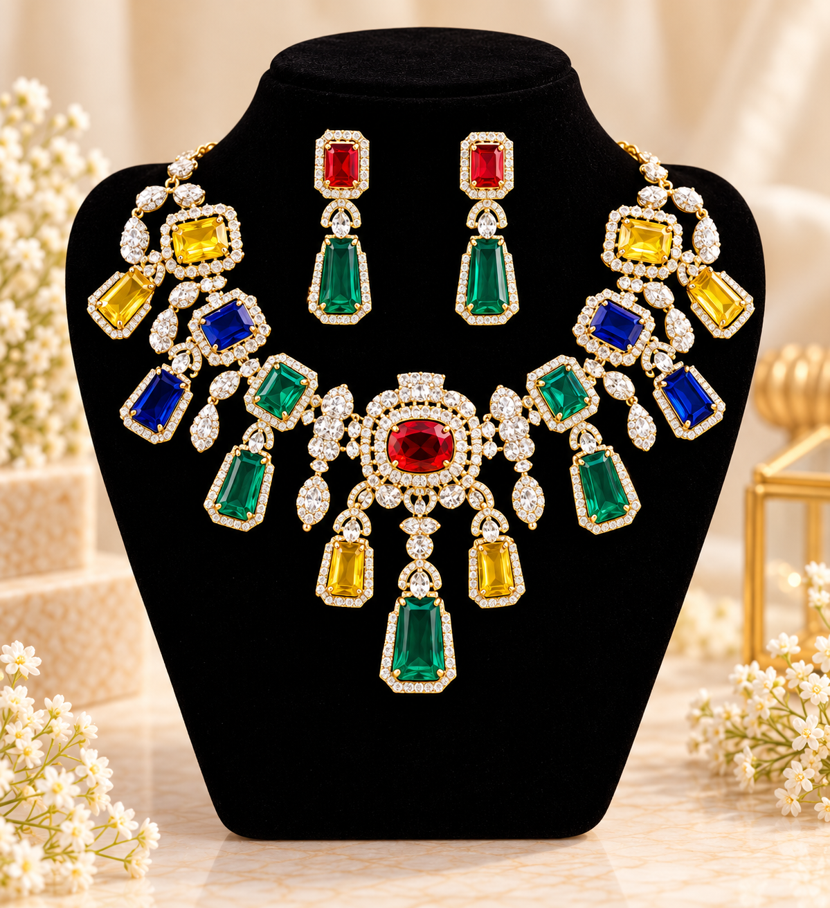 Maharani doublet stone necklace