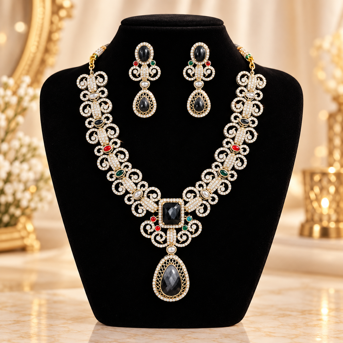 Royal victorian stone necklace set